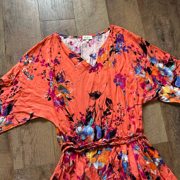 Women's VELZERA Orange Multicolor Floral Mini Dress 3X - Picture 3 of 10